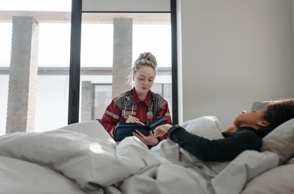 Paramedic Checking On A Woman
