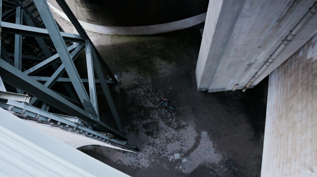 A person in a muddy area