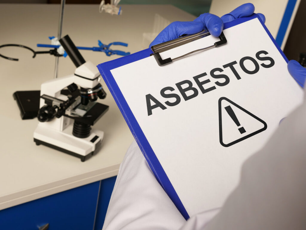 Asbestos Danger and Health Risk Concept Showing Toxic Material Exposure, Respiratory Hazard, Occupational Safety Issues and Environmental Health Concerns in Construction and Renovation