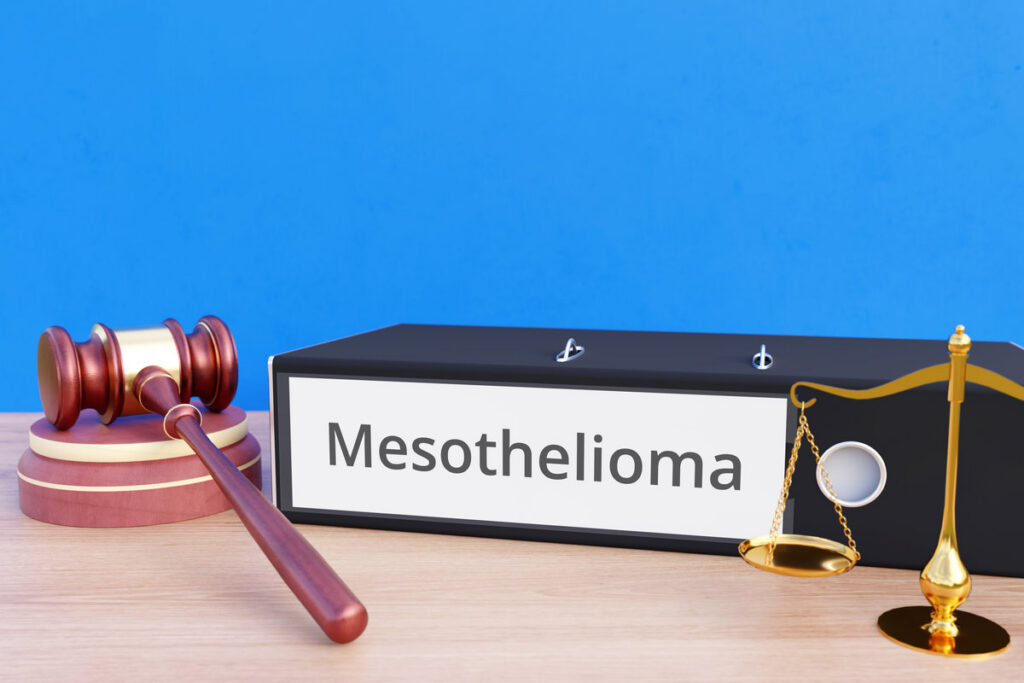 Mesothelioma – Folder with labeling, gavel and libra – law, judgement, lawyer